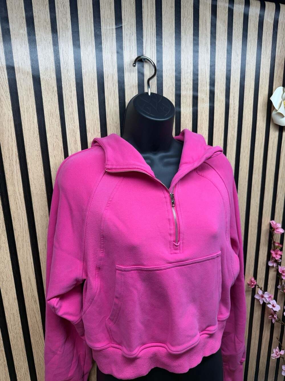 Zyia Active Pink Cozy Half-Zip Cropped Hoodie Size S